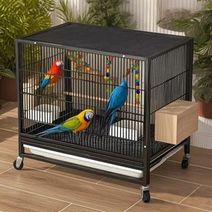 鸟笼鹦鹉笼大号全套玄凤画眉新型防溅洒罩豪华别墅专用加密鸟笼子