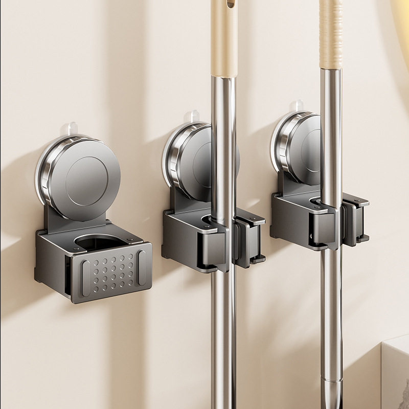 强力真空吸盘拖把架厕所阳台墙上置物收纳架卫生间壁挂扫把拖把夹