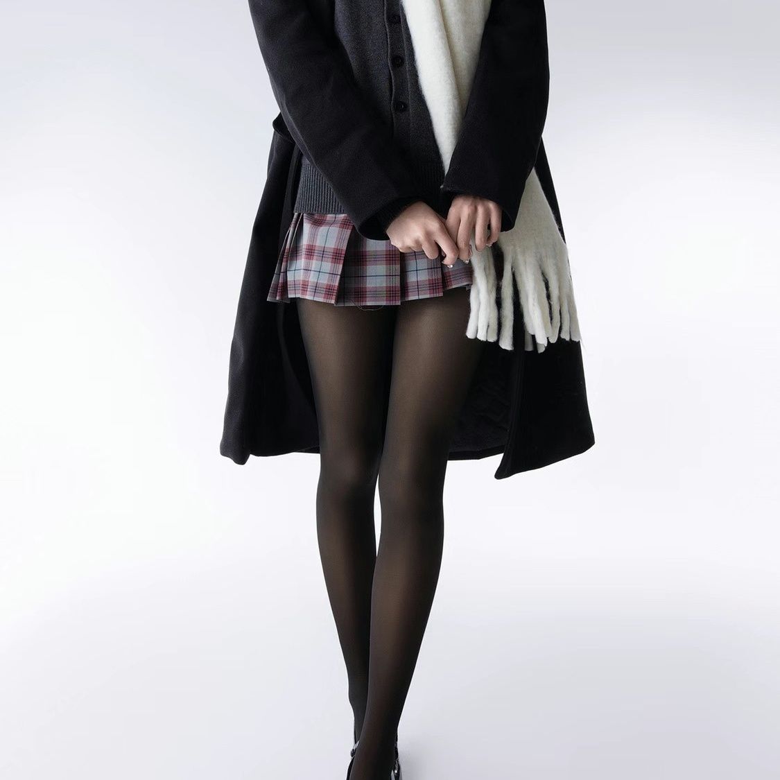 黑美学连裤袜压力の显瘦 黑丝光腿神器加绒秋冬厚黑美透肤打底裤J