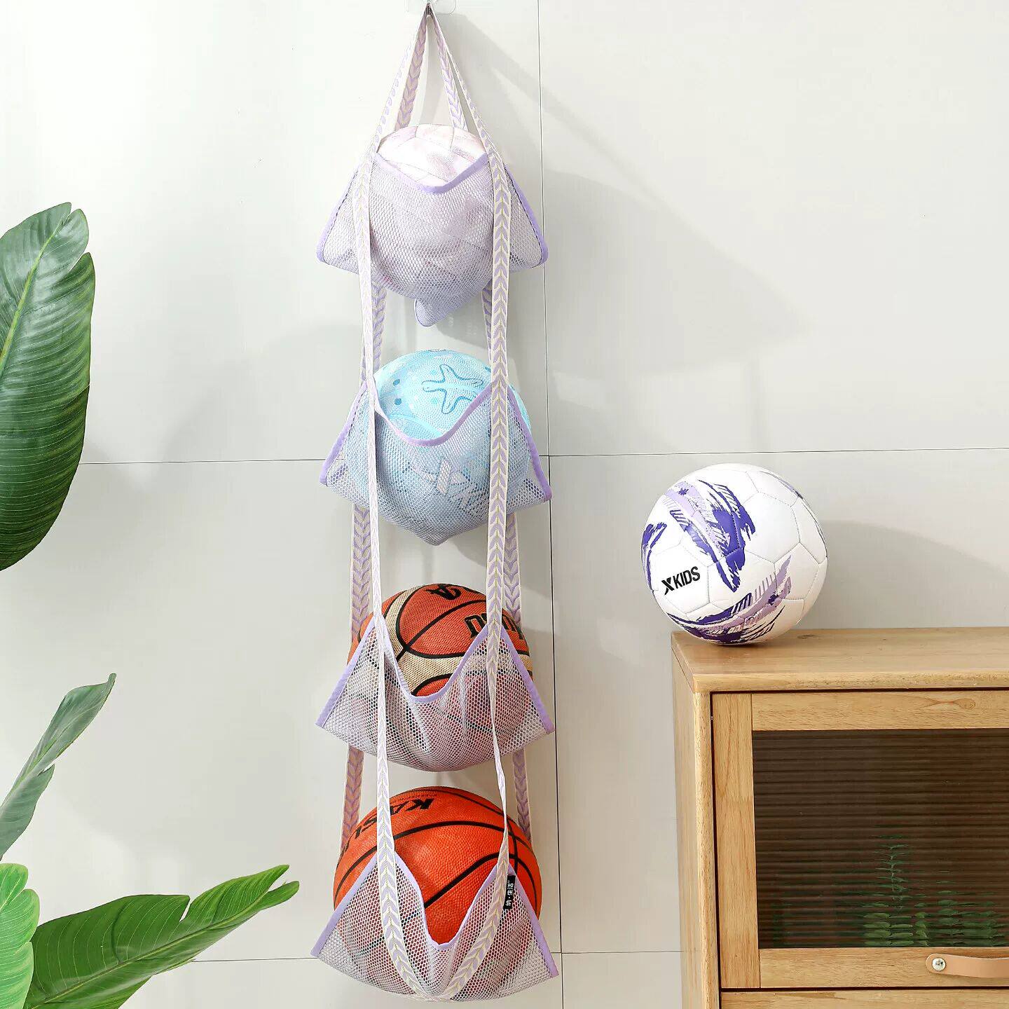 球类收纳挂袋家用篮球收纳筐门口放足球的球架运动器材置物架神器
