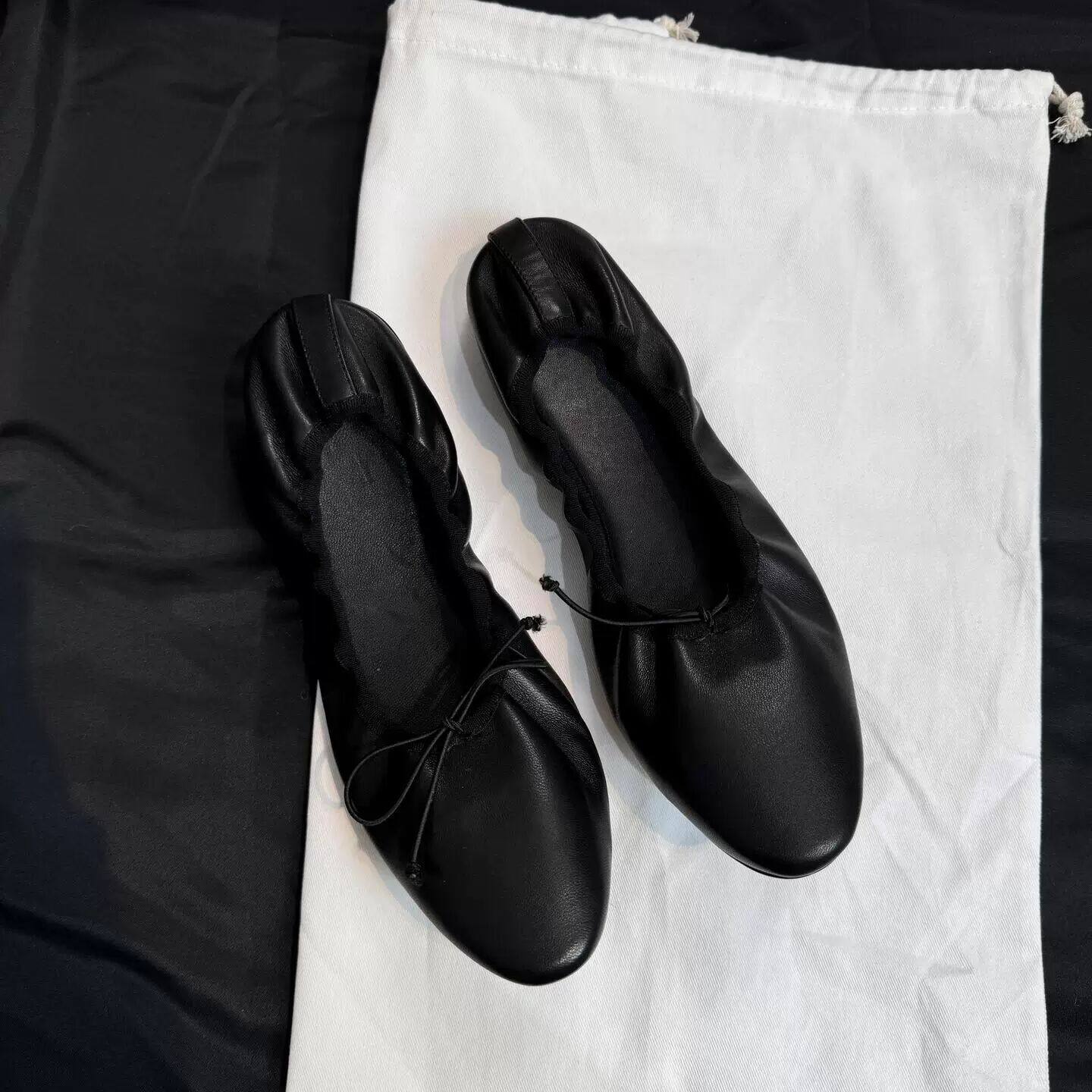 软底软面浅口职场豆豆单鞋一脚蹬简约通勤蝴蝶结平底蛋卷芭蕾女鞋