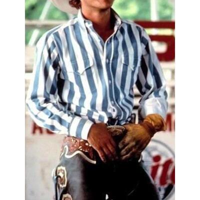 Western Cowboy Men's Fitted Striped Casual Button Down Long