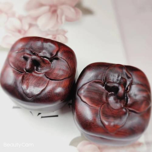 柿子木雕檀木实木木雕手把件手球健身球大号无漆原木原色5厘米