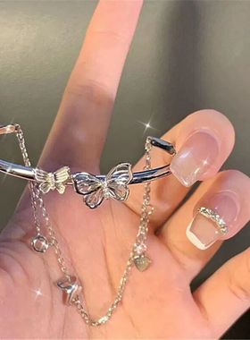 鞠婧祎同款手链蝴蝶手链条甜美百搭气质高级感手镯爱心闺蜜手镯