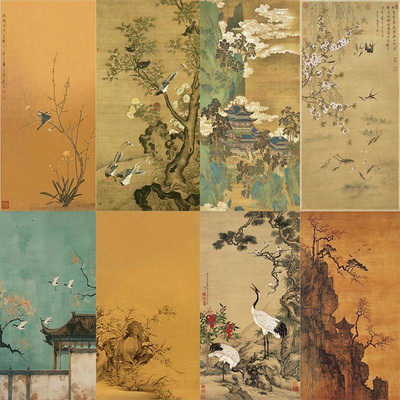 中式花鸟宋代美学茶室背景墙纸玄关酒店会所包厢壁纸民宿床头壁画,全屋定制,定制背景墙,淘宝优惠券,粉丝福利购,淘宝优惠卷