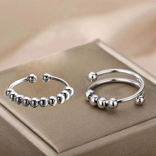 Stainless Steel Balls Beads Rings for Girls women Rotate Fr