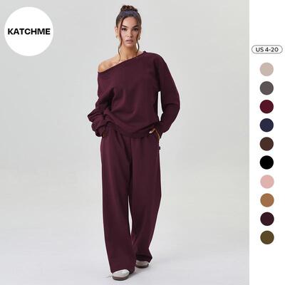 Women's Leisure Solid Color Sloping Shoulder Long