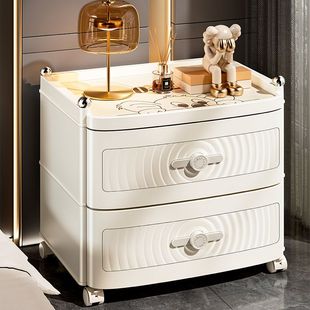 加厚抽屉式收纳柜家用客厅零食置物柜塑料储物柜一体式卧室床头柜