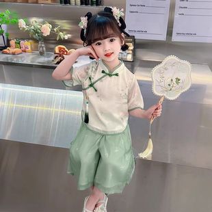 汉服女童夏装2023新款国古风超仙女孩宝宝夏季儿童唐装套装新中式
