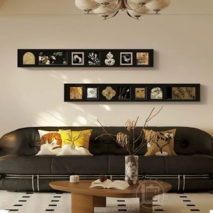 客厅沙发后背景墙面装饰壁画中古风新中式宋代美学挂画复古窄长条