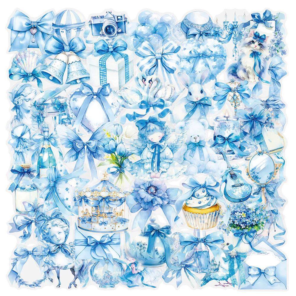 100张ins风蓝色蝴蝶结PET贴纸韩系小清新精美素材贴画diy桌面手账,文具电教/文化用品/商务用品,贴纸/立体贴纸,淘宝优惠券,粉丝福利购,淘宝优惠卷