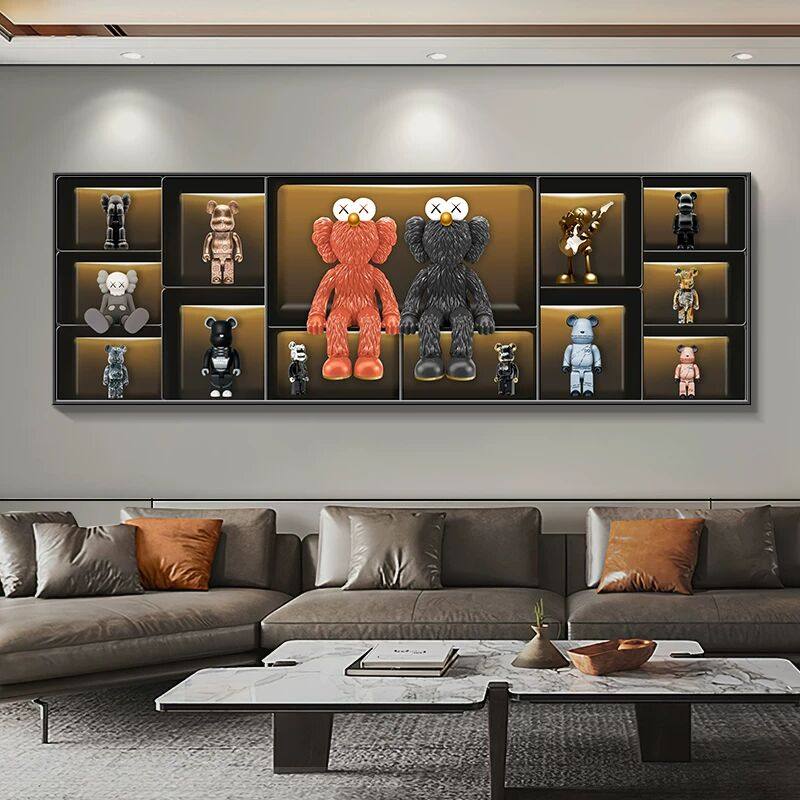 现代轻奢暴力熊客厅装饰画带灯画沙发背景墙挂画kaws卧室床头壁画,家居饰品,氛围画/灯画,淘宝优惠券,粉丝福利购,淘宝优惠卷