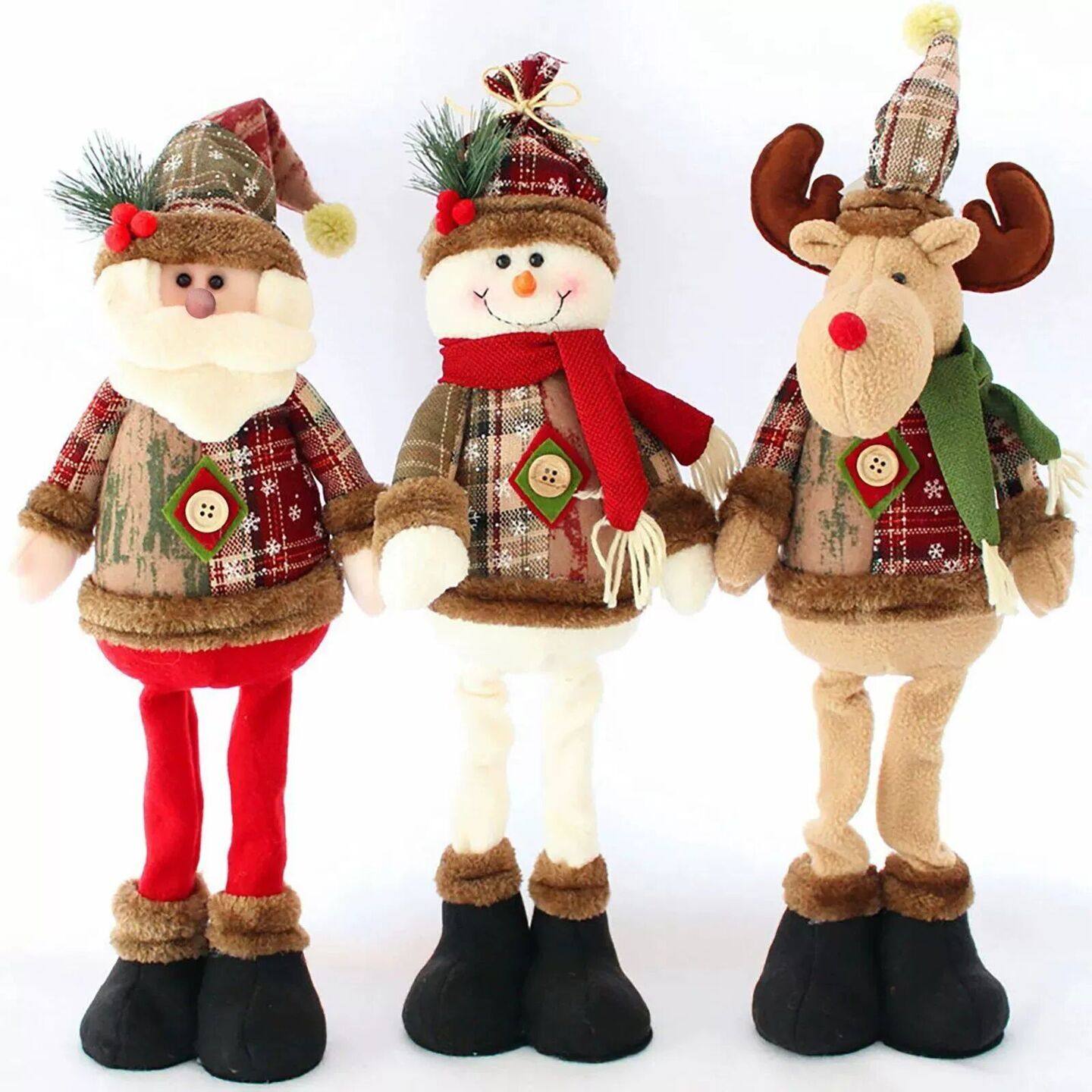 3PCS Christmas Decorative Christmas Dolls Reindeer Snowman S