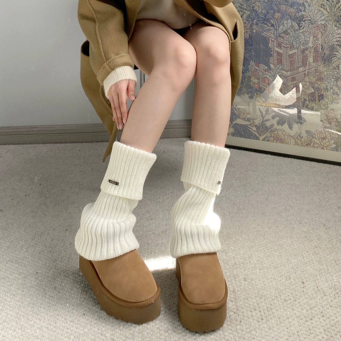 鞋套堆堆袜百搭金属标袜套保暖针织秋冬宽松腿套日系少女