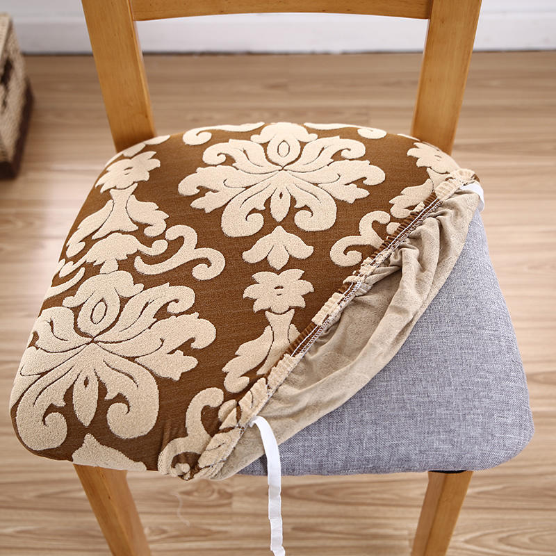 高档欧式提花无靠背椅子套t坐垫套弹力通用椅面套实木凳子套罩椅