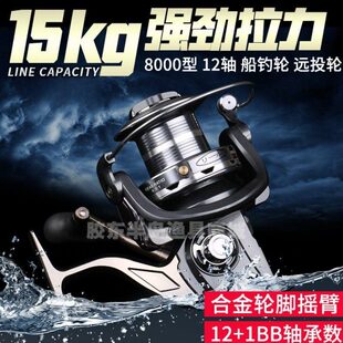 进口钓鱼轮全金属纺车轮渔轮8000 10000超大鱼线轮海竿远投锚鱼轮