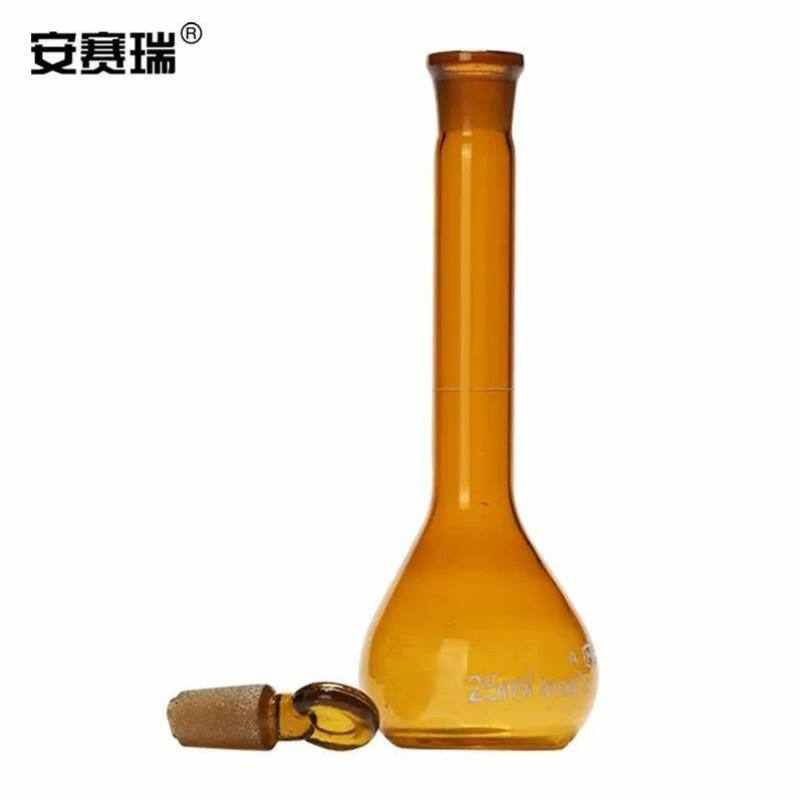 安赛瑞玻璃容量瓶具塞磨砂口刻度高D硼硅玻璃瓶棕色量瓶实验室仪