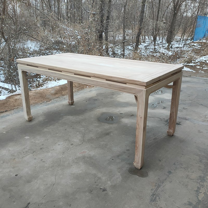 老榆木书桌全实木榆木茶桌白茬简约长方形办公室S泡茶简约茶台饭