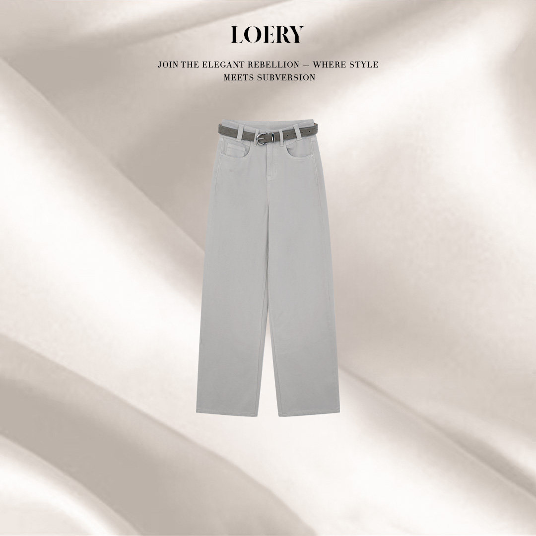 LOERY【奶茶裤】轻奢时尚高级版型正休闲直筒牛仔裤-119089图片