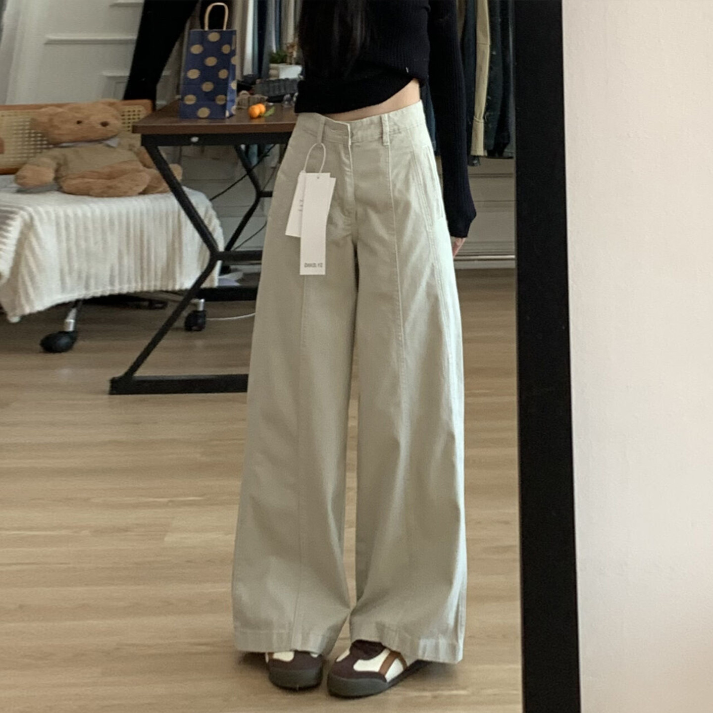 宽松阔腿牛仔裤女夏春直筒高腰牛仔直筒裤女显瘦梨型身材裤子女款