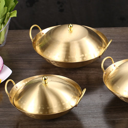 黄铜锅仔干锅锅酒精炉小火锅干锅炉干锅锅家用酒精锅固体酒精商用