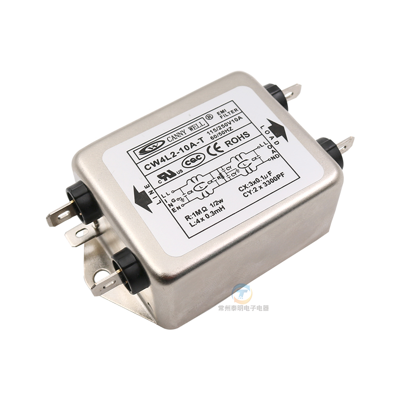 单相单级emi交流电源滤波器1r0A净化器CW4L2-10A-T电流接地220V A