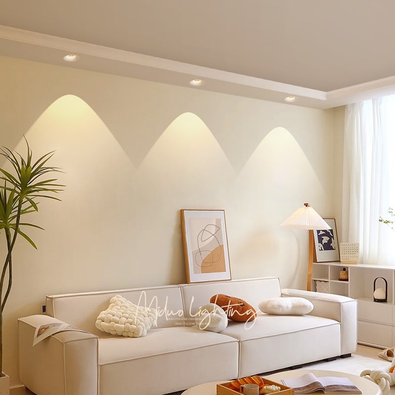 新款超薄弧面无边框防眩射灯嵌入式非预埋客厅卧室小山丘洗墙筒灯