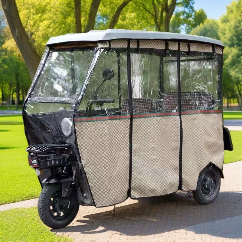 电动三轮车车篷雨棚卡通加厚加棉新款雨帘防雨罩遮阳棚雨篷全透明