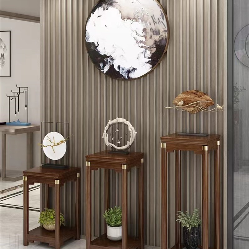 花架子实木鱼缸架子底座边几角几客厅落地式摆件置物架阳台花几台