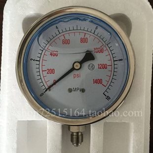 4螺纹YN100BF 1400PSI径向G1 10Mpa全不锈钢耐震防腐压力表0