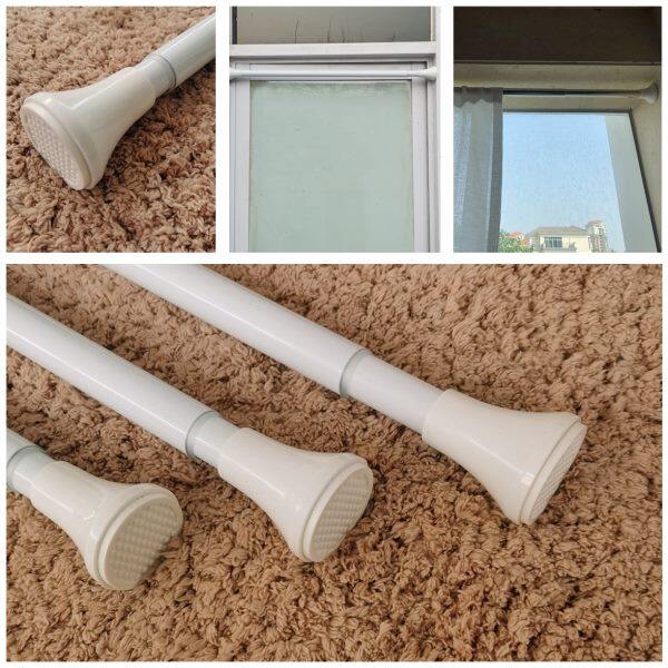 免打孔白色烤漆伸缩浴帘杆窗帘门帘隔断帘杆免钉涨杆晾衣撑杆结实