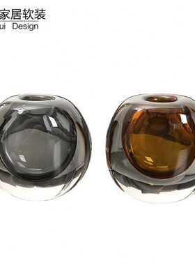 现代简约透明玻璃灰色花瓶摆件创意轻奢客厅茶几插花器装饰品摆设