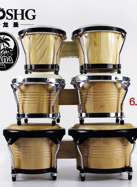 西洋打击乐器邦戈鼓GONGO加纳牛皮7寸9寸实木手鼓6寸7寸非洲邦个