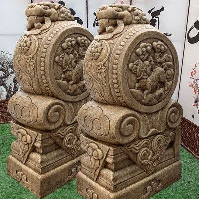 石雕门墩抱鼓石 汉白玉仿古门当一对庭院别墅做旧仿古中式门鼓石,家居饰品,石雕,淘宝优惠券,粉丝福利购,淘宝优惠卷