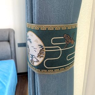 新中式窗帘绑带收纳束缚绳子客厅卧室软装饰布艺窗帘扣一对装