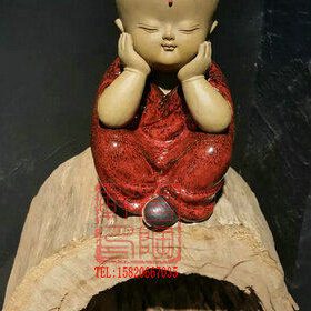 陶瓷工艺品 石湾公仔 小沙弥 佛