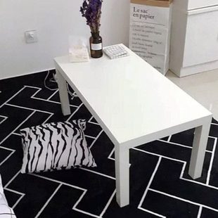 白色小方桌简约长方形木桌小茶几极简迷你简易家用现代拉克边桌几