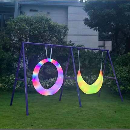 LED户外发光月亮秋千灯吊椅酒店庭院花园景区太阳能创意摇椅灯