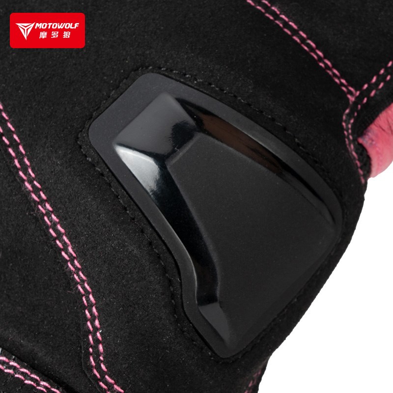 摩多狼摩托车手套女机车骑士装备防摔透气触屏四季骑行半指手套男