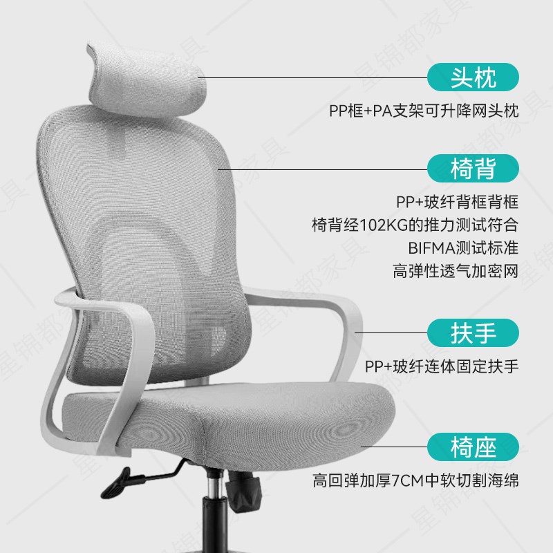 电脑椅办公椅家用舒适久坐人体工学椅工位椅职员椅转椅网布坐椅