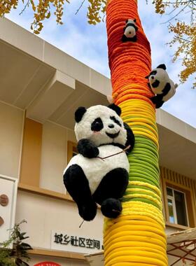 户外大树装饰毛衣diy材料冬季给大树穿衣服缠绕毛线抱抱树编织