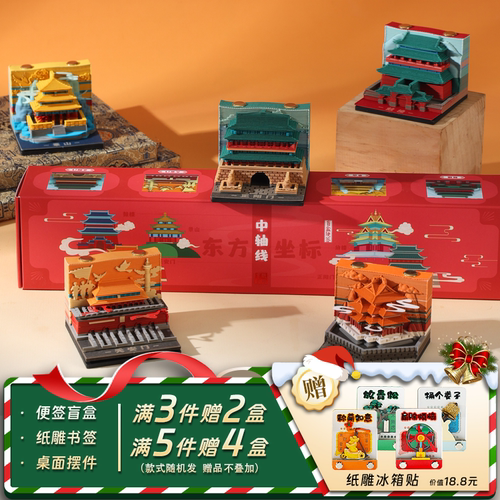 北京中轴线3D立体纸雕手撕便签本
