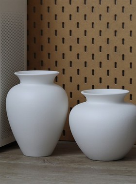 陶瓷花瓶摆件客厅插花大口径白色高级感P水培水养鲜花复古型