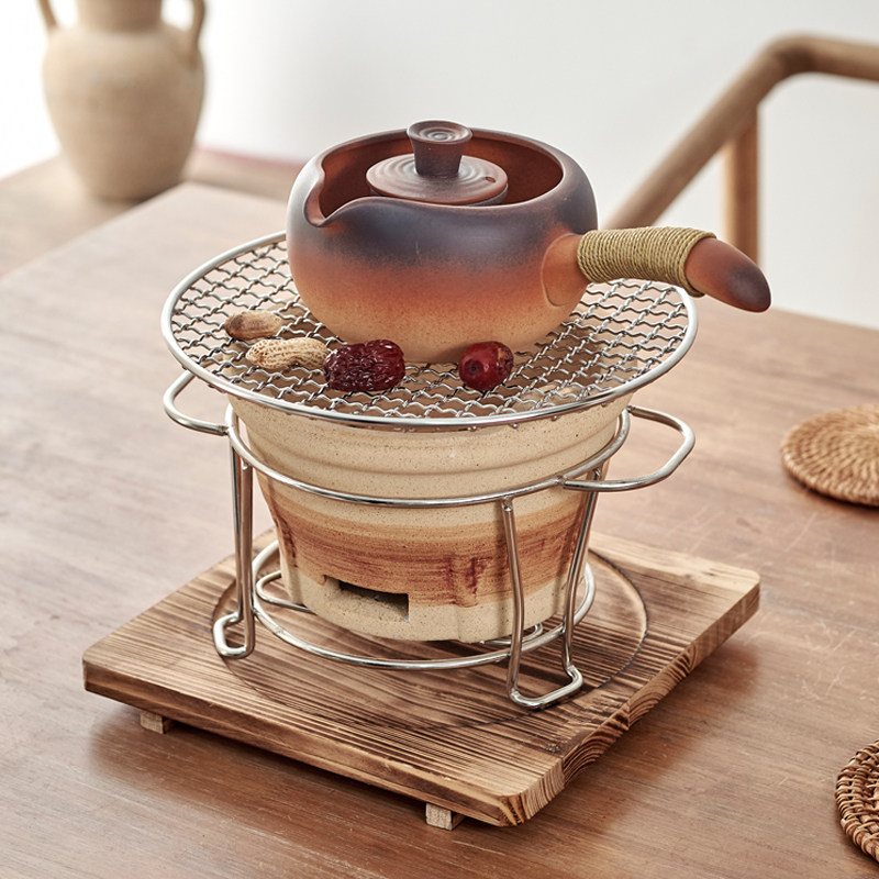 围炉煮茶罐罐壶煮茶器侧把煮茶壶陶瓷炭火炉酒精火炉室内户外可用