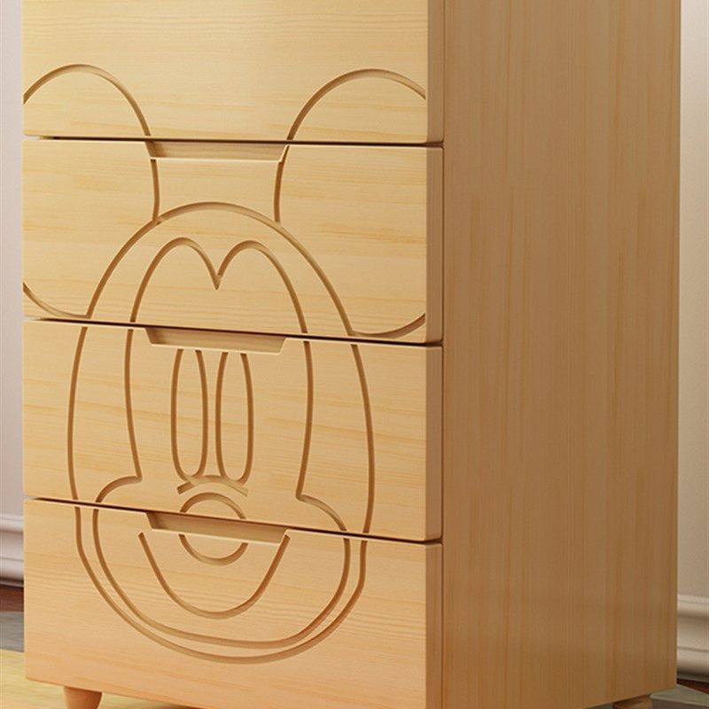 实木五斗柜儿童房卡通收纳斗柜宝宝衣物柜婴儿多功能抽屉式收纳柜