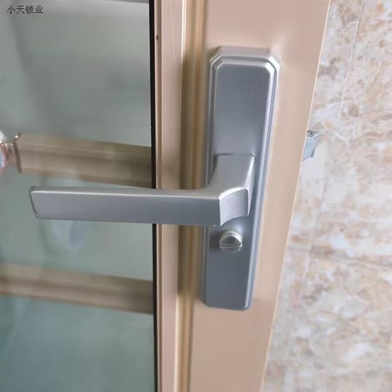 卫生间单舌黑色静音门锁铝合金门洗手间J厕所通用型浴室玻璃门把.