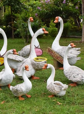 户外花园白鹅花缸摆件仿真动物雕塑别墅园林草坪落地景观装饰小品