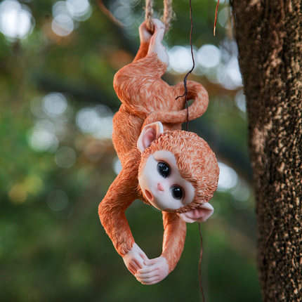花园庭院摆件户外幼儿园装饰布置仿真小猴子树上挂件荡秋千阳台