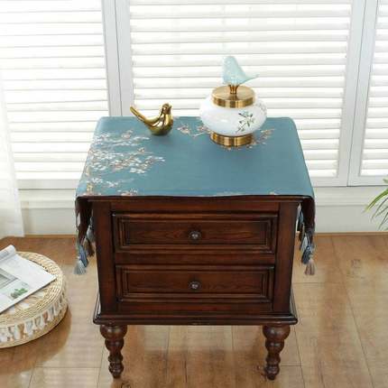 新中式床头柜盖布高档奢华防尘盖巾家用卧室长方形印表机装饰罩子