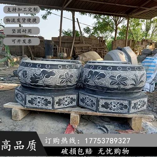 加工定制石刻八角青石柱脚石墩空心包圆形柱子柱墩柱顶石柱脚装饰